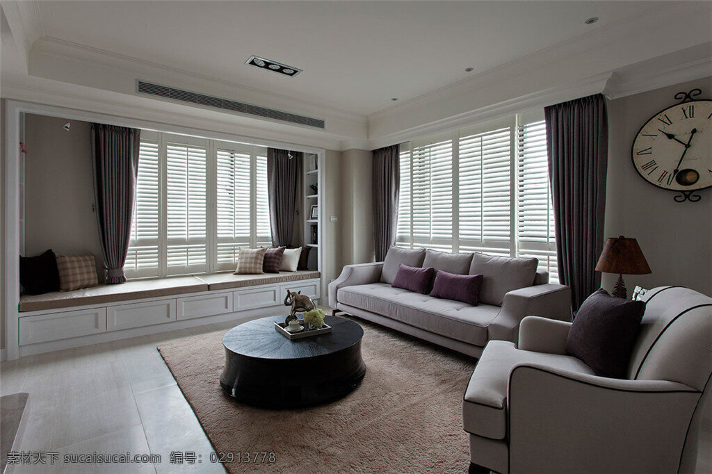 现代 清新 客厅 褐色 地毯 室内装修 效果图 客厅装修 褐色地毯 黑色茶几 浅色沙发