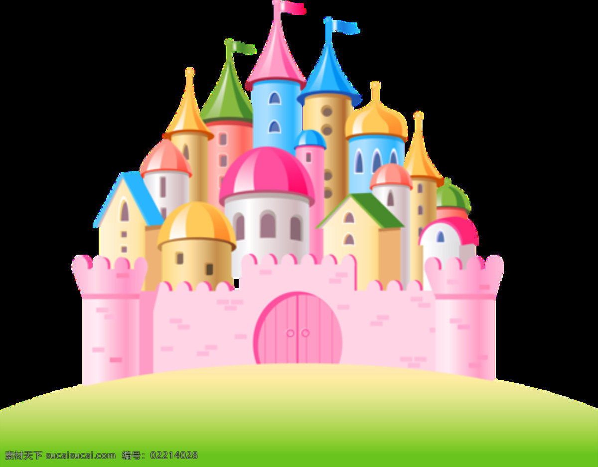 卡通 唯美 彩色 童话 城堡 图案 元素 彩色城堡 城堡图案 唯美童话素材 装饰元素