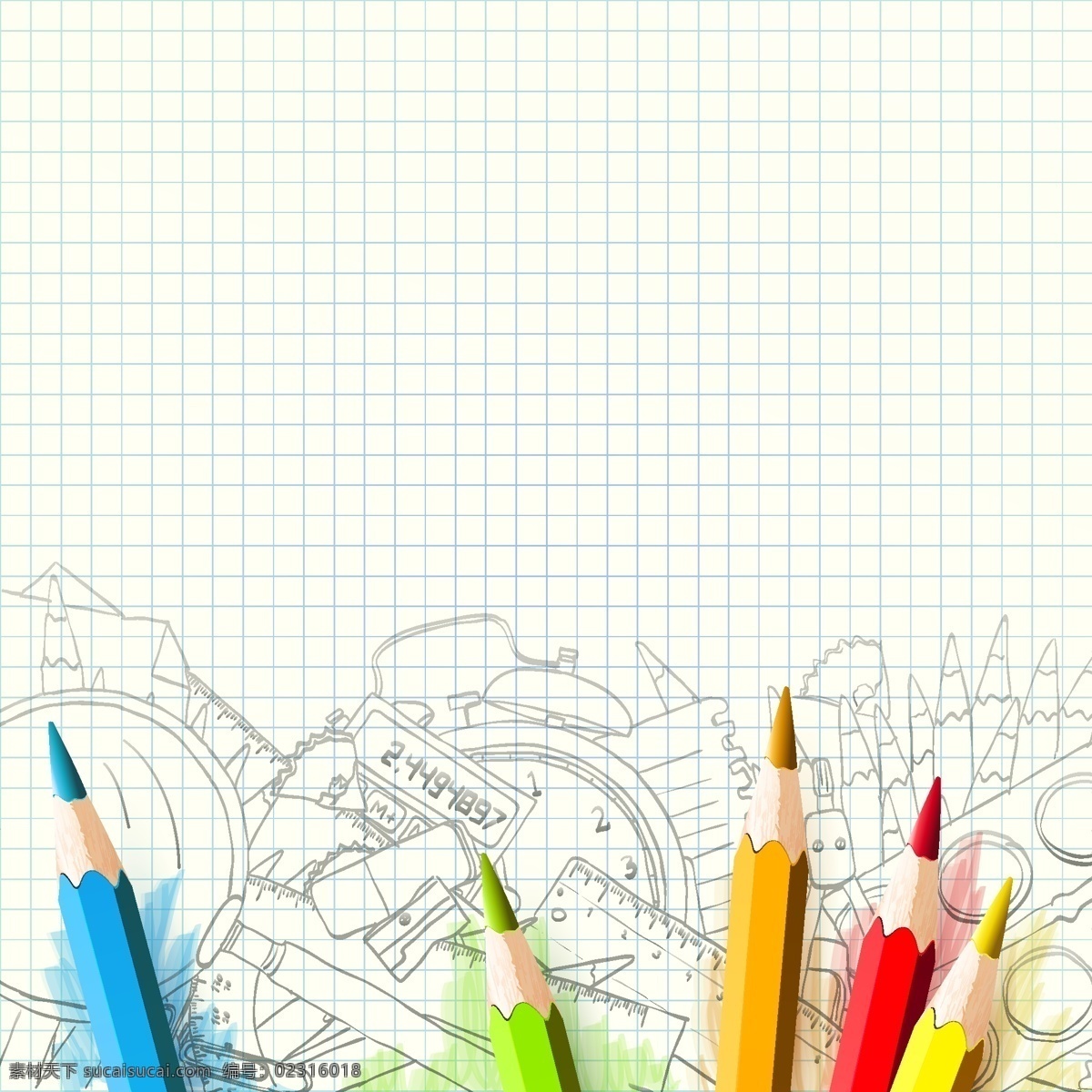 彩色铅笔 手绘 学习用品 美术 彩色 铅笔 白色