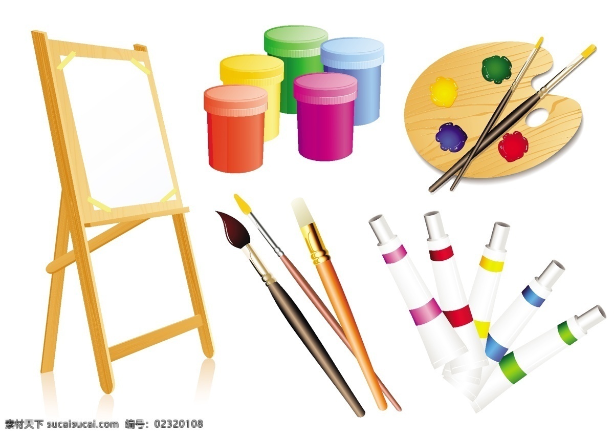 矢量 绘图 工具 供应 调色板 画架 绘画 刷 颜料 颜色 矢量图 其他矢量图