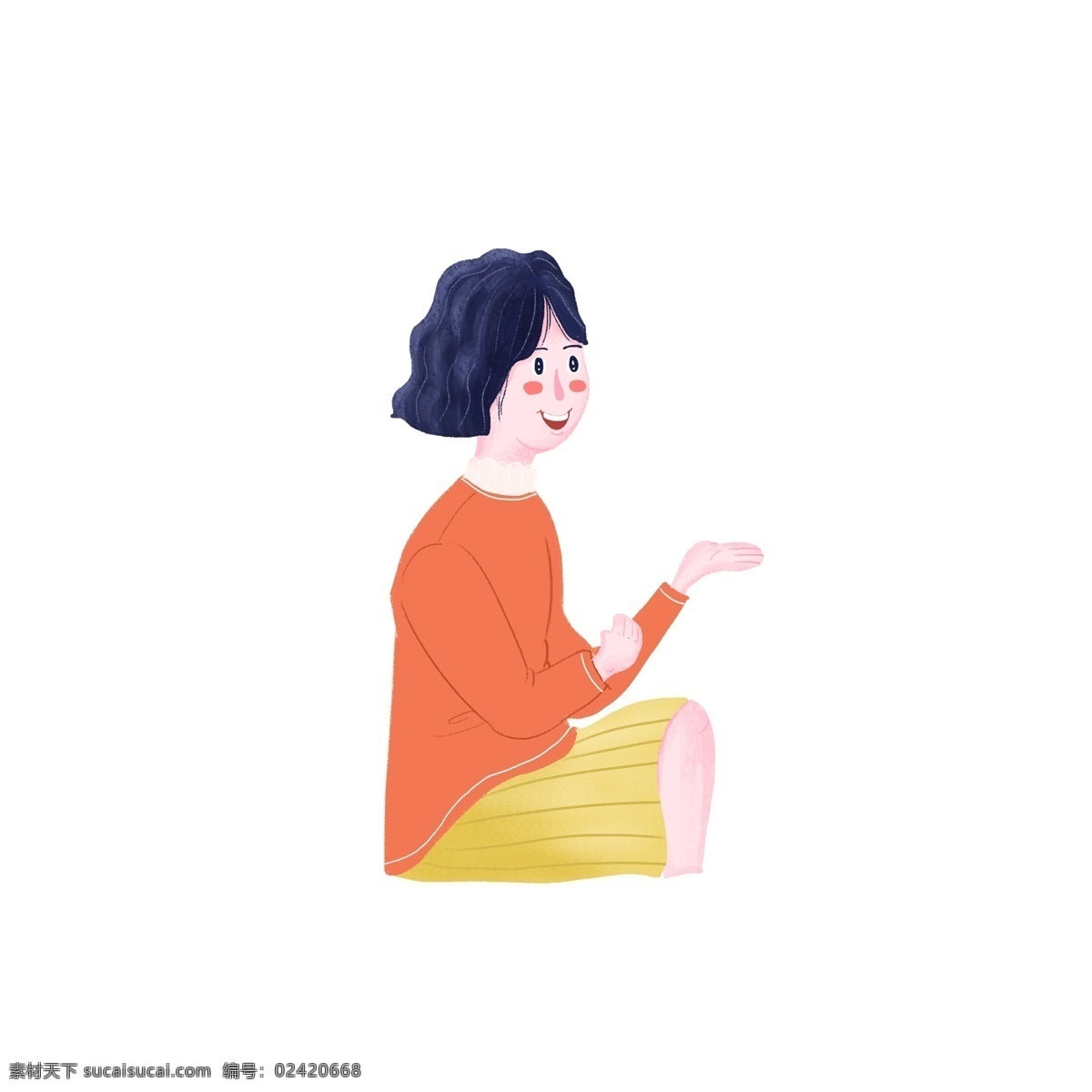 原创 彩绘 文艺 女孩 元素 元素设计