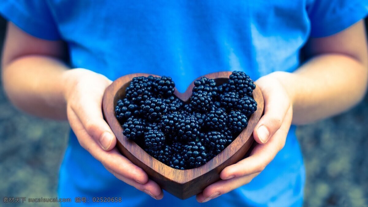树莓 桑葚 水果 食物 心 心形 盒子 心形盒子 生物世界
