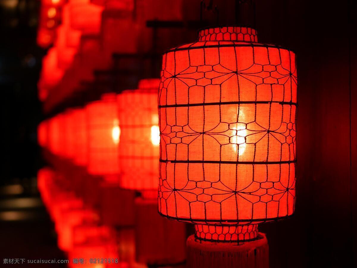 大红灯笼 中国风 夜景 红灯笼 长条红灯笼 建筑园林 园林建筑