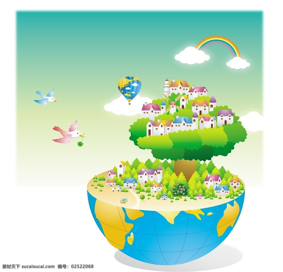 图案 卡通 半球 地球 儿童素材 卡通素材 绿色 源文件 图案卡通半球 矢量图