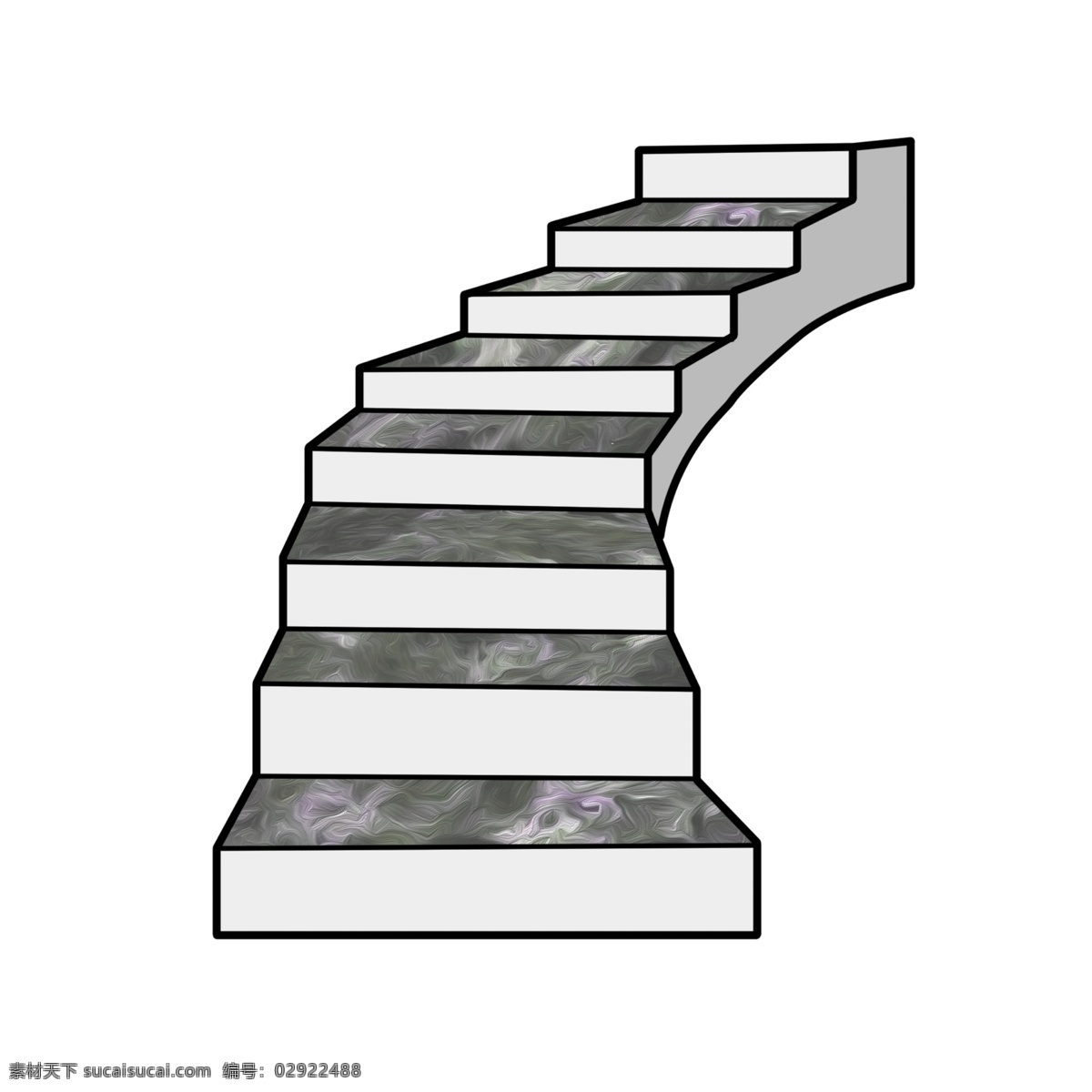 灰色 大理石 楼梯 插图 弯曲的楼梯 大理石楼梯 漂亮的楼梯 精致的楼梯 建筑楼梯 传统插画 装饰楼梯