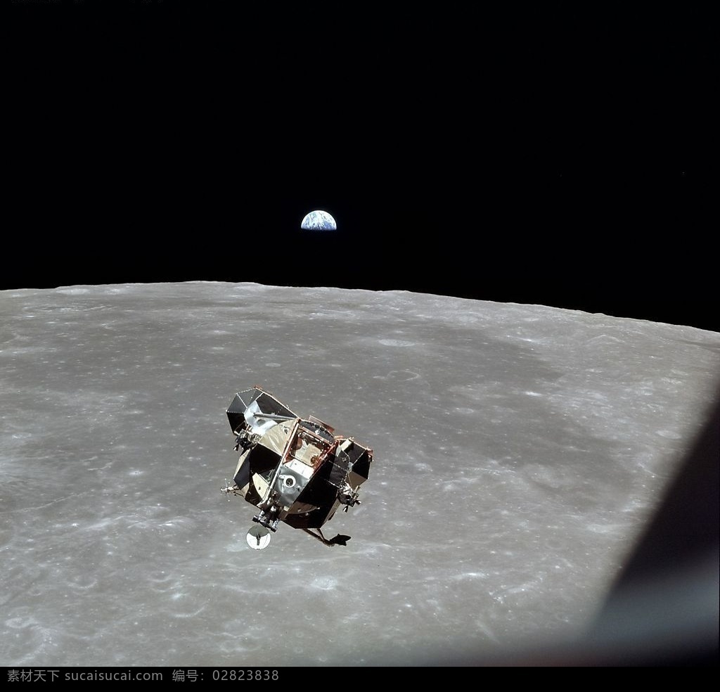 登月舱 月球 表面 阿波罗 登月 照片 现代科技 科学研究 摄影图库