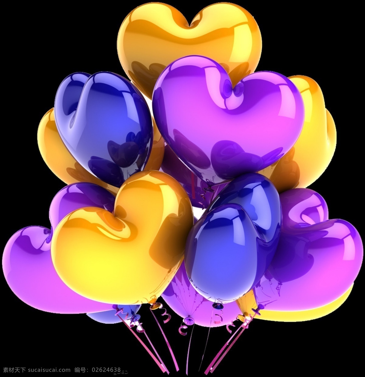 心形气球 卡通气球 彩色 手绘气球 气球背景 节日元素 分层