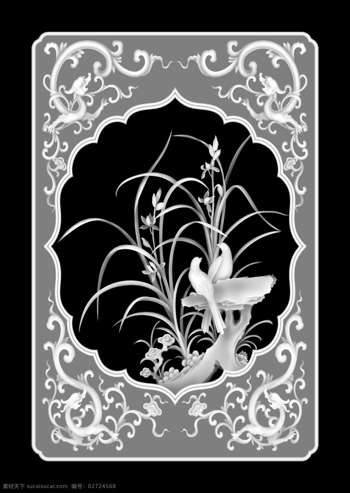 兰花 灰度 图 传统文化 浮雕 花卉 灰度图 文化艺术 植物 装饰素材 印章 雕刻 图案