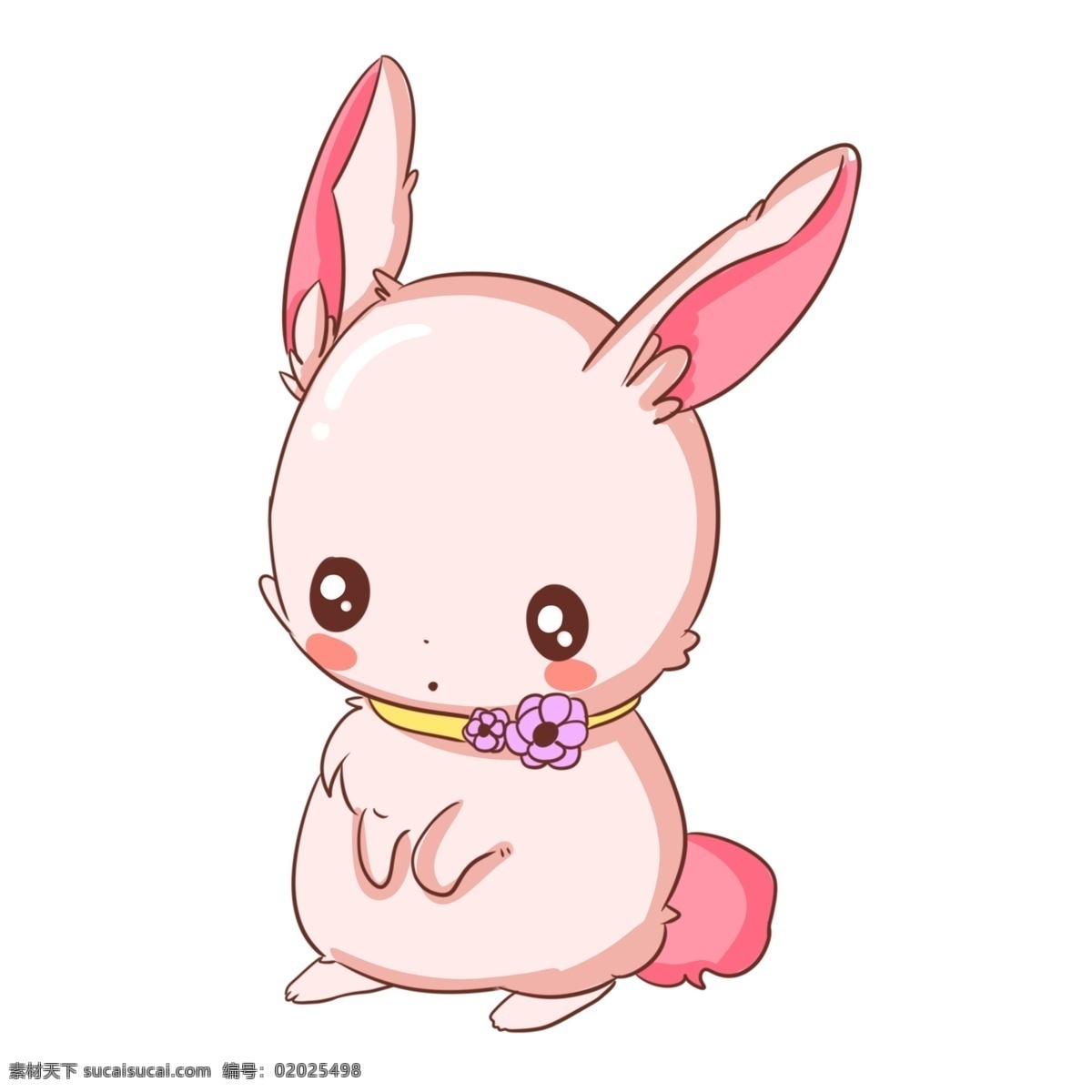 手绘 可爱 兔子 插画 卡通插画 手绘兔子插画 粉色的花朵 长长的耳朵 粉色的兔子 拟人的兔子
