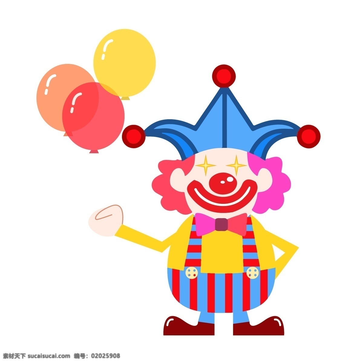 矢量 卡通 可爱 卖 气球 小丑 元素 卖气球的 设计元素 可商用 装饰