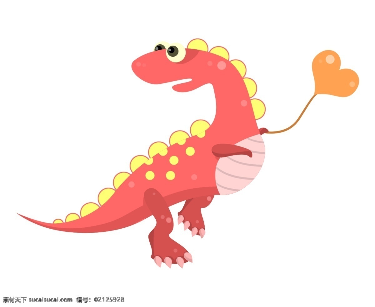 气球 红色 恐龙 红色恐龙 卡通恐龙 可爱的恐龙 拿气球的恐龙 红色恐龙插图 三角龙 小恐龙