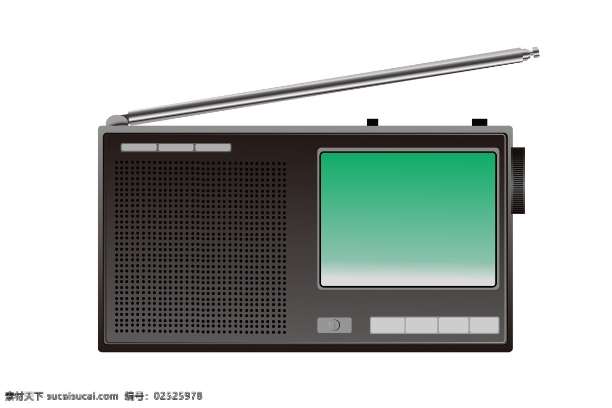 黑色 老式 收音机 插图 收听新闻 老式机子 银色天线 复古收音机 创意家电插图 智能收音机 电子产品