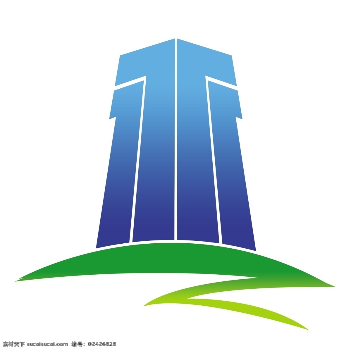 蓝色标志 蓝色建筑标志 蓝绿标志 企业logo 标志 分层 背景素材