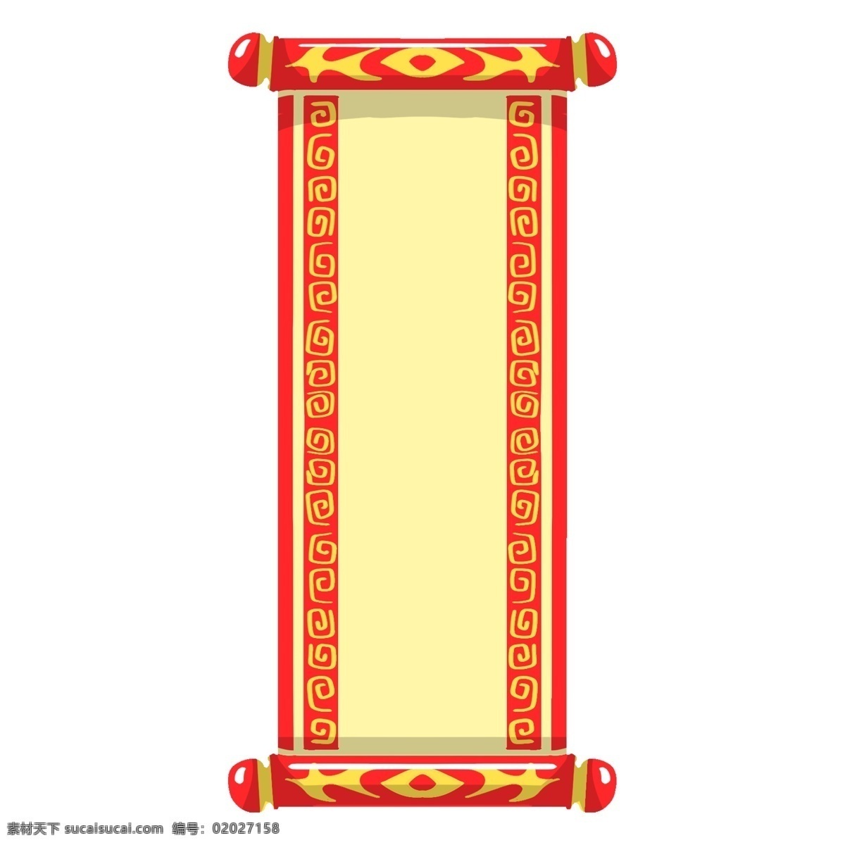 手绘 回 字 纹 卷轴 边框 红色的卷轴 红色的边框 卡通边框 手绘边框 画框 画轴 装裱 美丽的边框