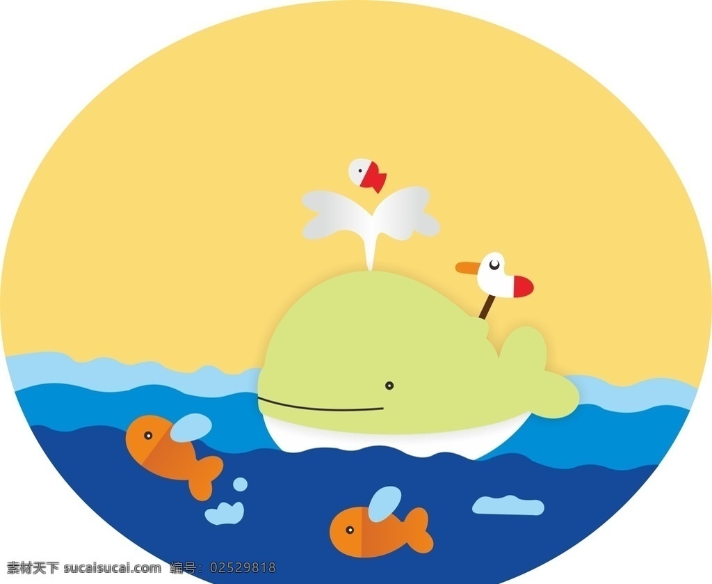 卡通海豚 矢量图 海豚 梦幻背景 卡通场景 卡通 海洋 背景画布