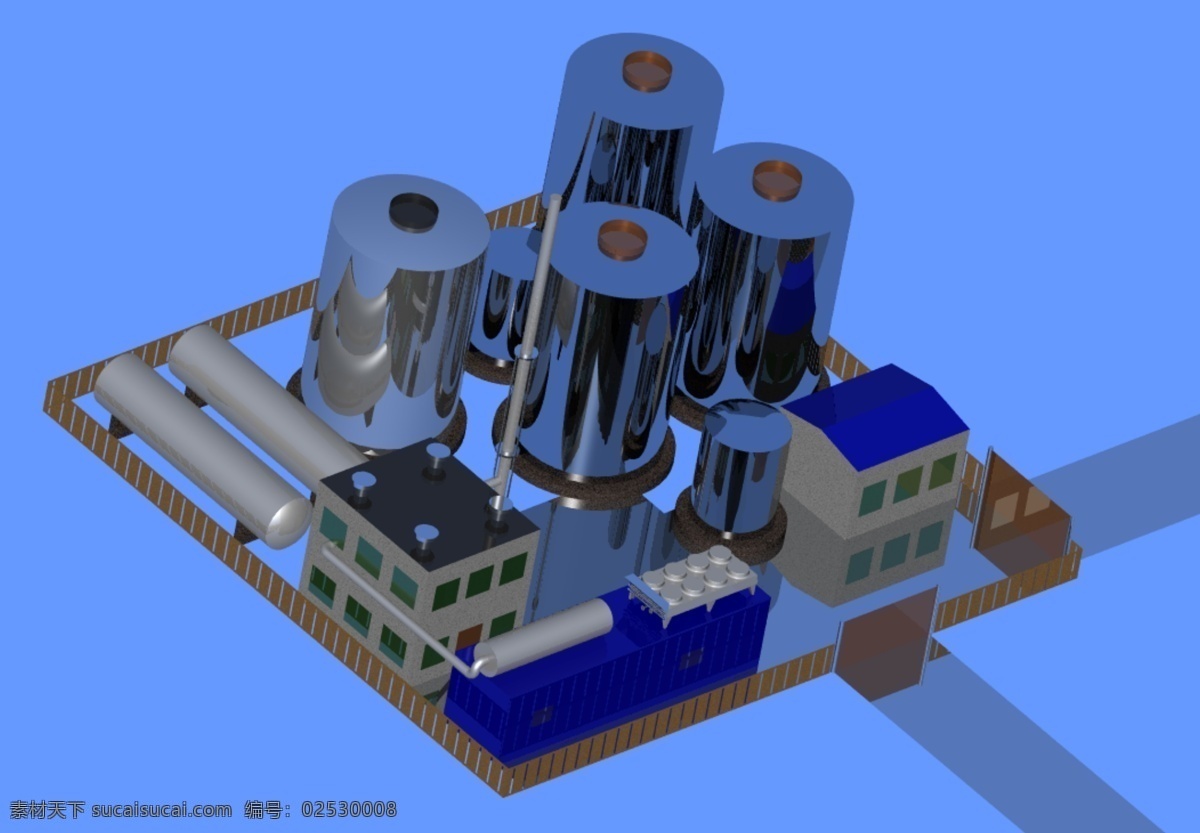 沼气 厂 工程 机械设计 3d模型素材 建筑模型