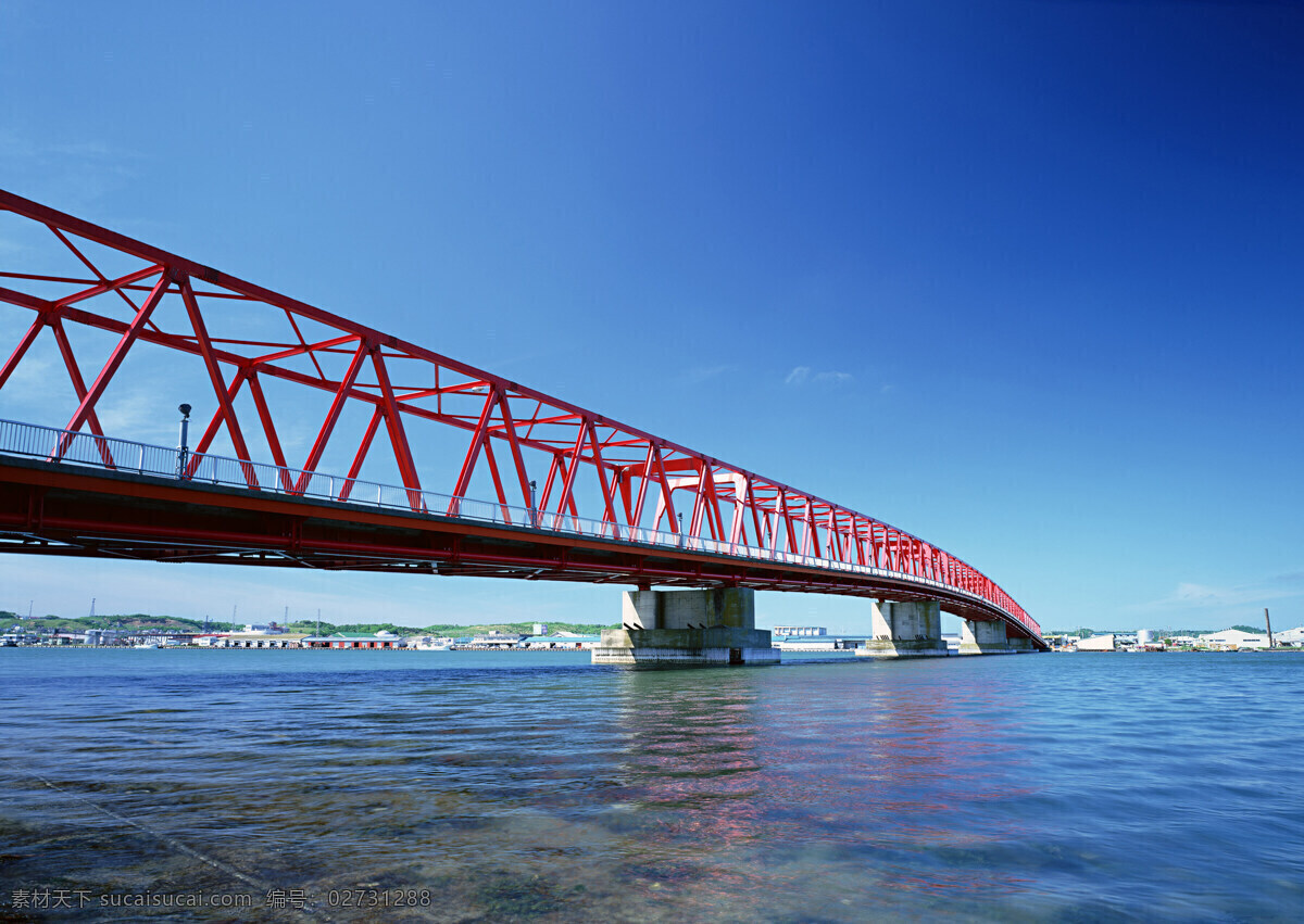 红色大桥 海上 桥梁 水 桥 蓝天 海上桥梁 大桥 其他类别 环境家居