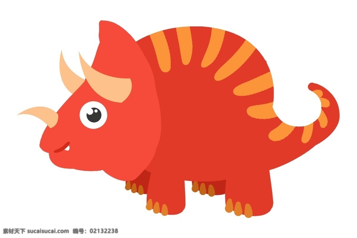 红色 动物 恐龙 插画 红色的恐龙 卡通插画 动物插画 恐龙插画 白垩纪恐龙 活泼的恐龙 长角的恐龙