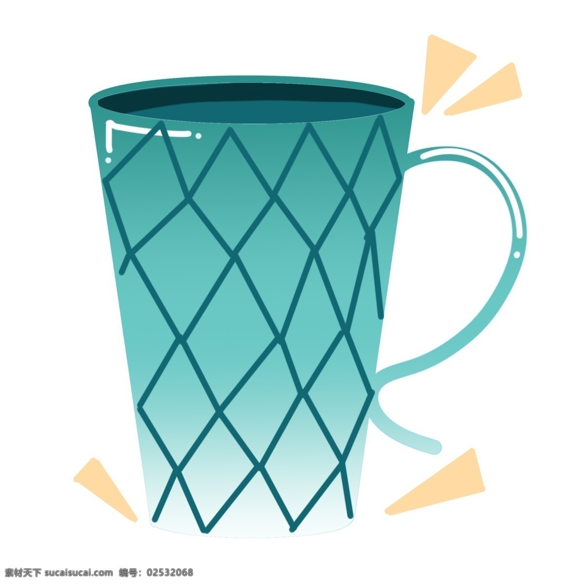 绿色 立体 水杯 图案 杯具 喝水 咖啡杯