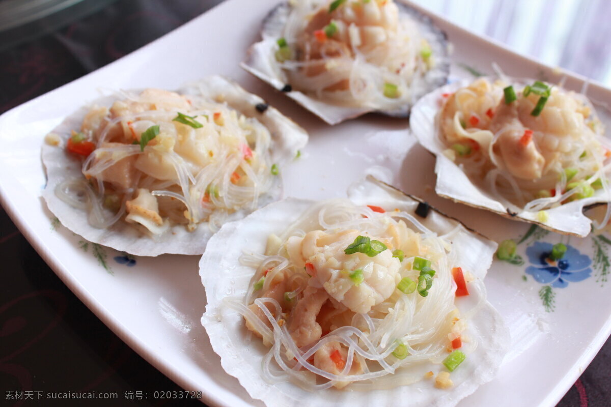 粉丝蒸海鲜 蒜蓉 扇贝 海鲜 虾仁 传统美食 餐饮美食