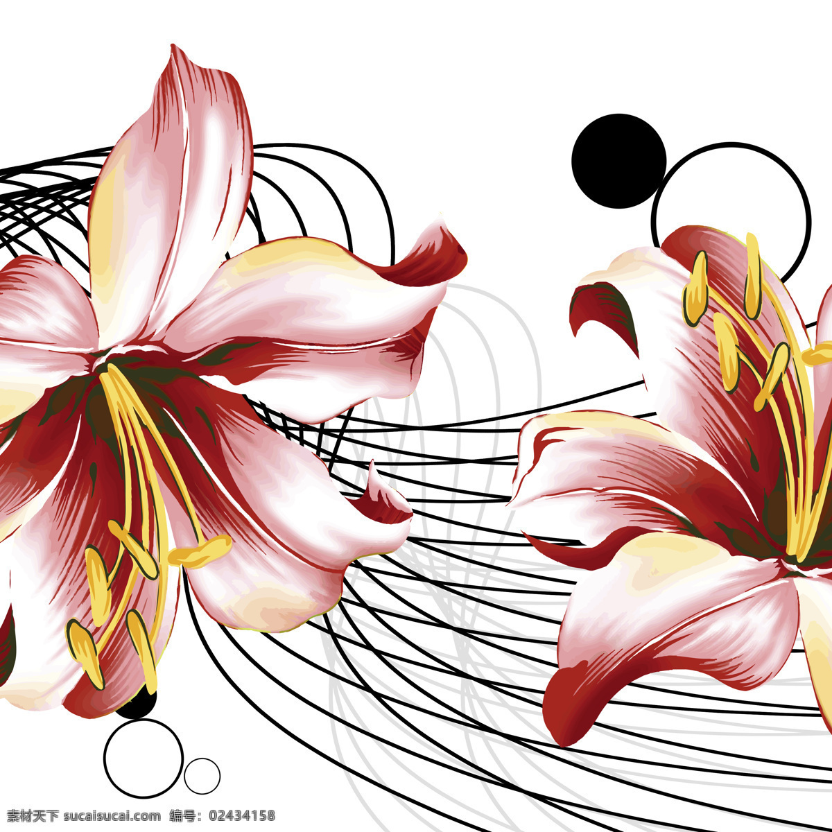 百合花 三联 挂画