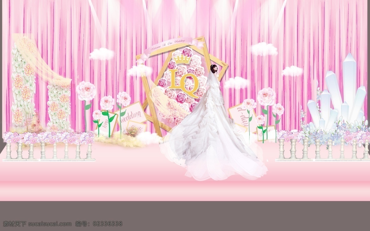粉色 公主 风 效果图 粉色婚礼 主背景 梦幻公主婚礼 婚礼主舞台