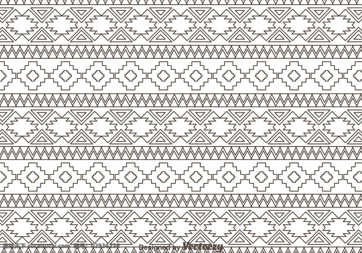 阿兹 特克 人 装饰 图案 轮廓 阿兹特克 抽象 民族图案 无缝线 三角形 方形 背景 壁纸 阿兹特克图案 台 克人 黑白模式