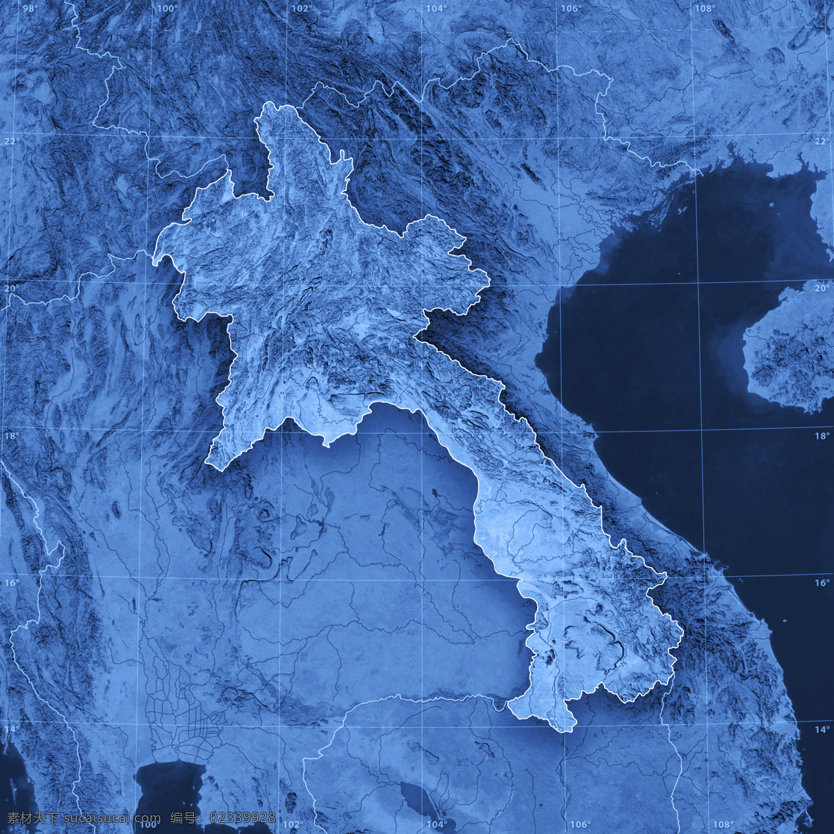 老挝 地图 老挝地图 蓝色地图 地图模板 经线 纬线 经度 纬度 地图图片 生活百科