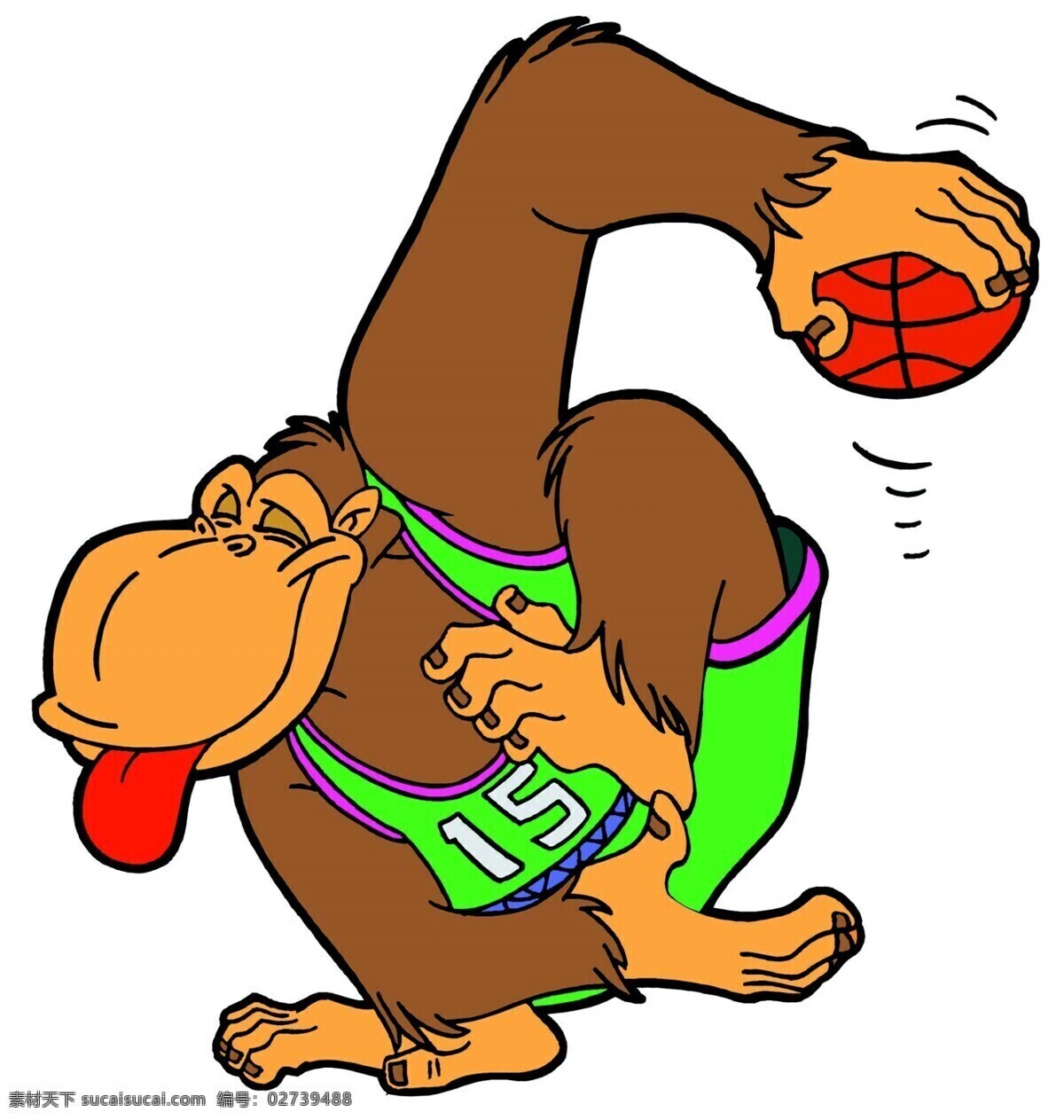 猩猩 篮球 儿童绘画素材 卡通小动物 卡通 图画 动物 造型 动漫 可爱