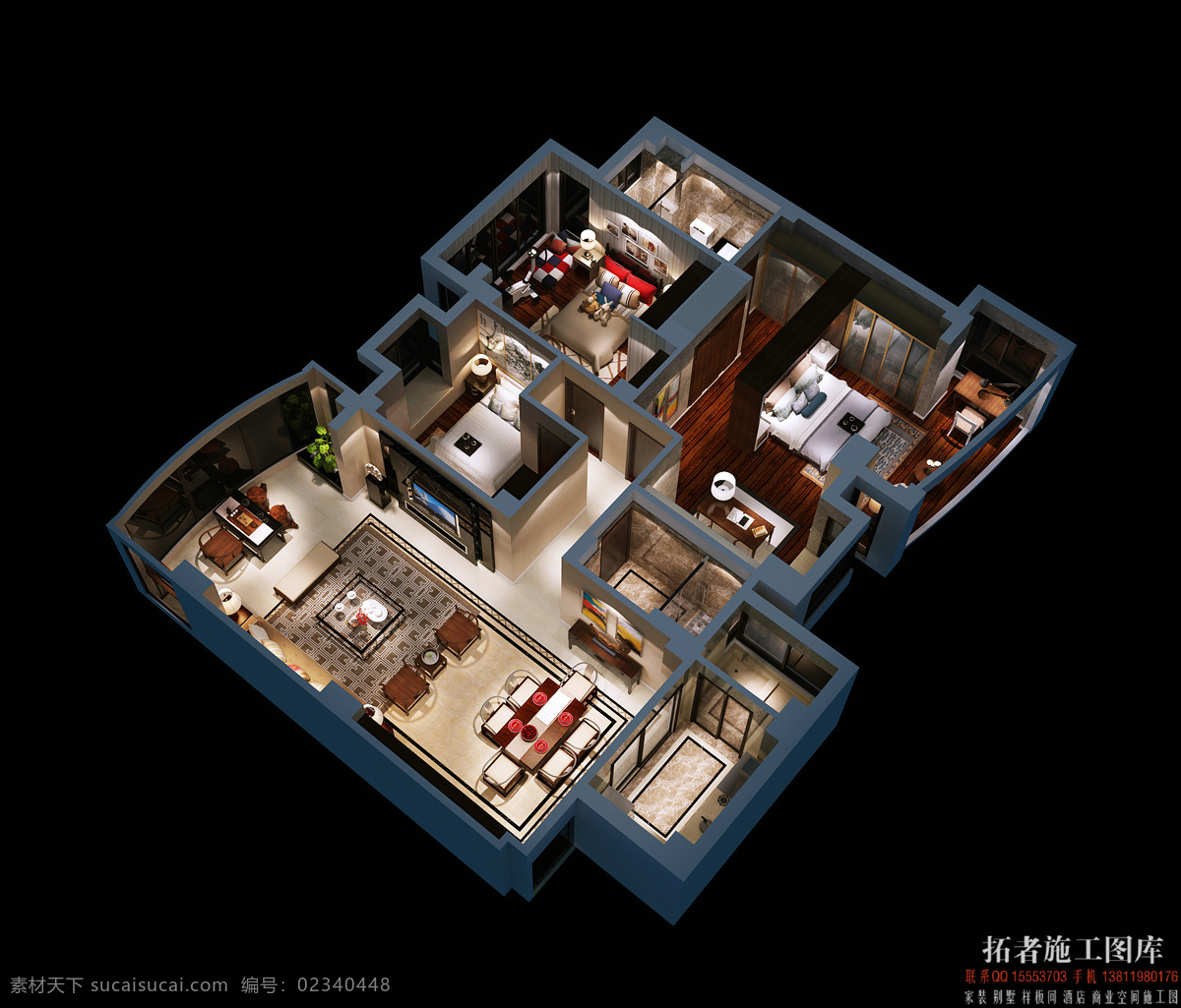 欧式 室内 鸟瞰图 平面图 模型 3d设计 3d作品