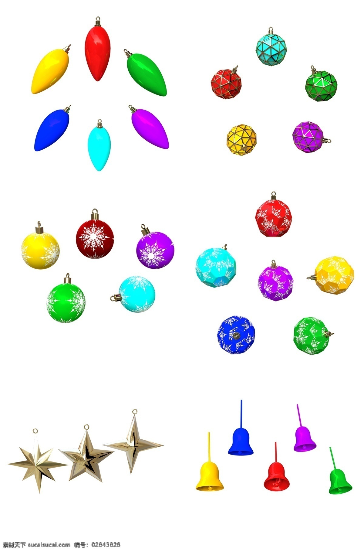c4d 圣诞 灯泡 小球 装饰 合集 圣诞节 立体 圣诞树 点缀 红色 黄色 绿色 青色 蓝色 质感 雪花 源文件 圣诞球