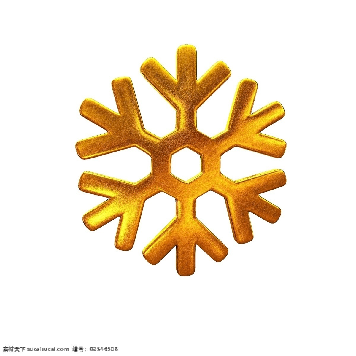 金色 立体 金属 圣诞 装饰 雪花 商用 元素 黄色 电商 c4d