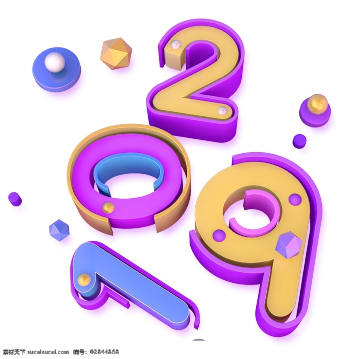 彩色 2019 艺术 字 元素 艺术字 立体 字体