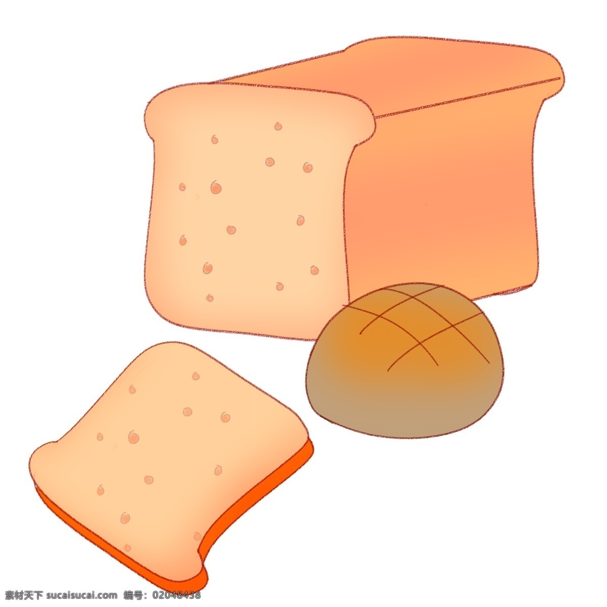 面包 美食 卡通 插画 软软的面包 卡通插画 小吃插画 美食插画 地方特产 食物小吃 好吃的面包