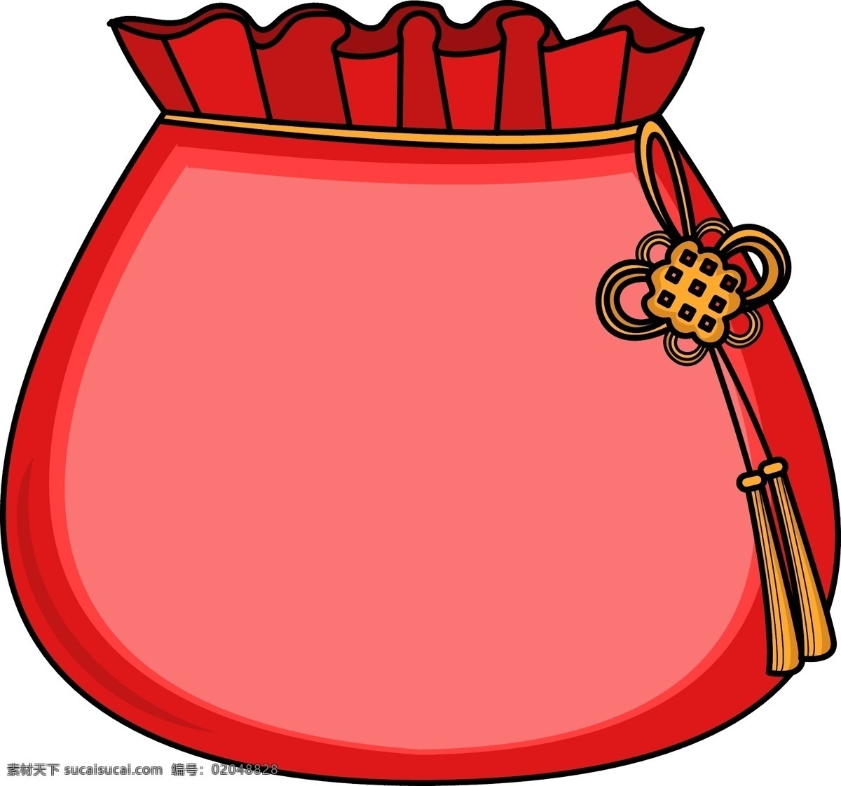 新年 红色 福 袋 边框 黄色的中国结 新年小物装饰 漂亮 手绘福袋边框 卡通福袋边框