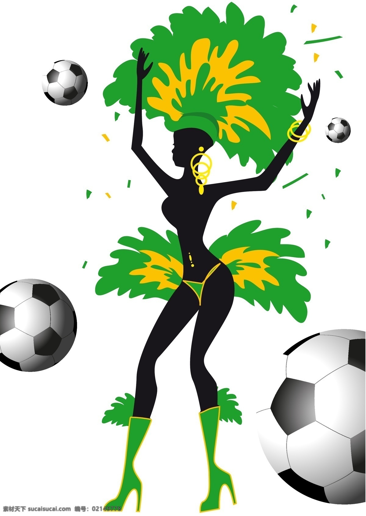 桑巴舞 美女 足球 模板下载 卡通美女 巴西美女 巴西 世界杯 足球赛事 体育运动 生活百科 矢量素材 白色