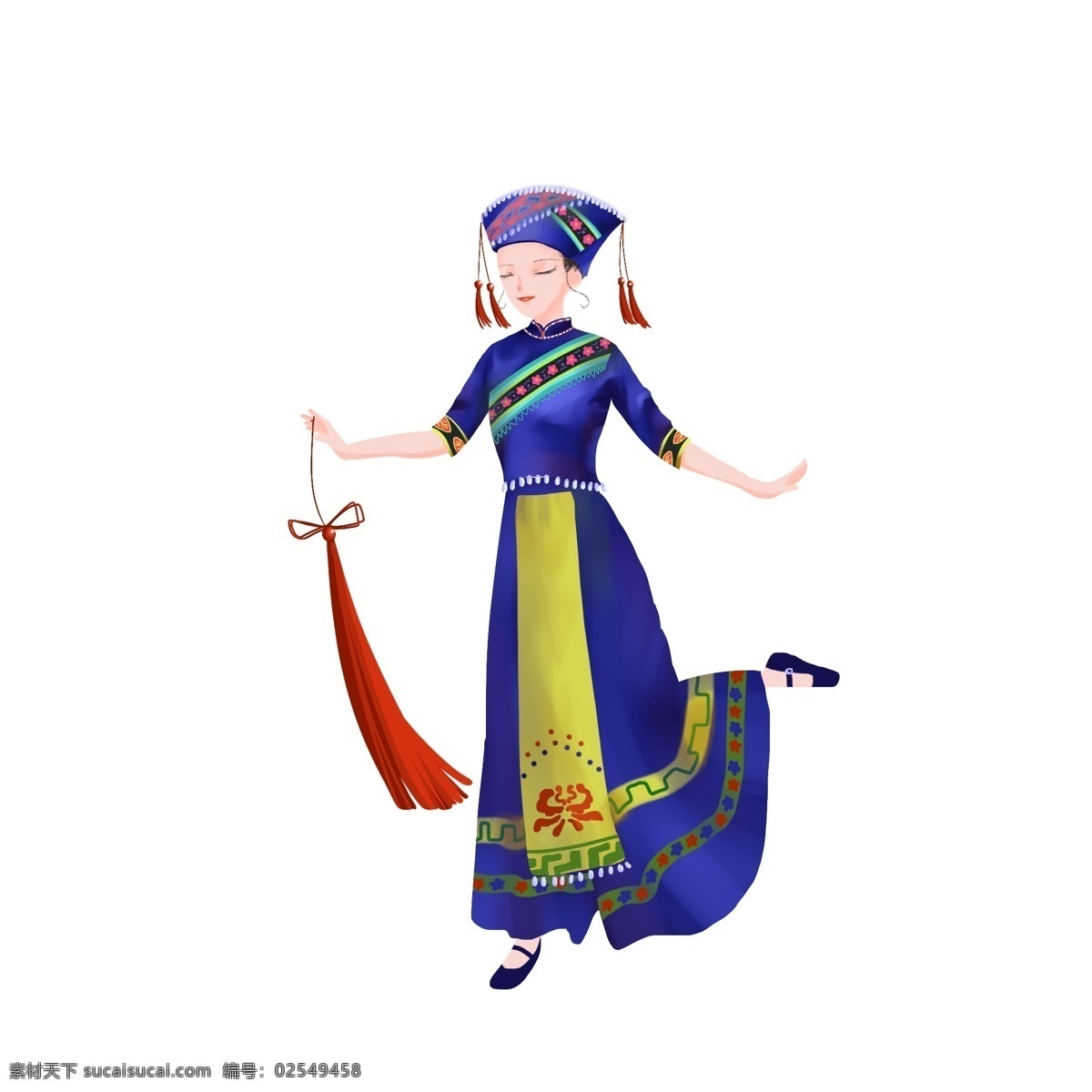 民族 风 可爱 卡通 壮族 女孩 民族风 少女 装饰图案 少数民族