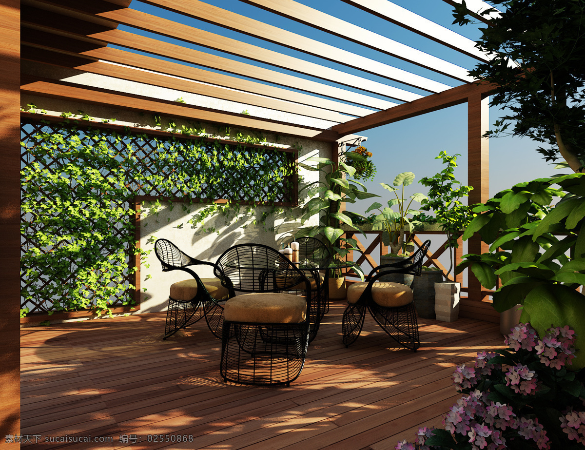 顶楼 庭院 景观设计 防腐木 庭院设计 屋顶花园 现代庭院 环境设计