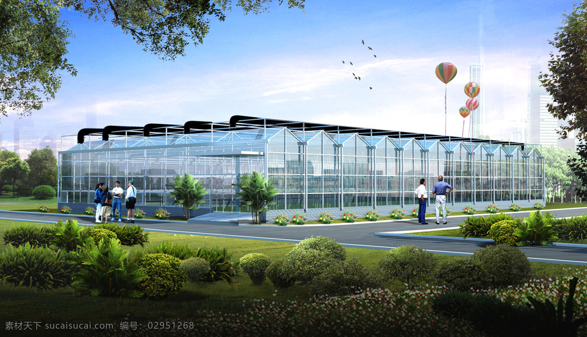 青州 智能 温室 3d设计 生态园 智能温室 玻璃温室 温室大棚 3d模型素材 其他3d模型