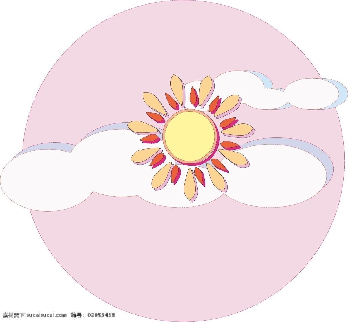 简约 卡通 夏日 太阳 元素 阳光 云朵 小暑