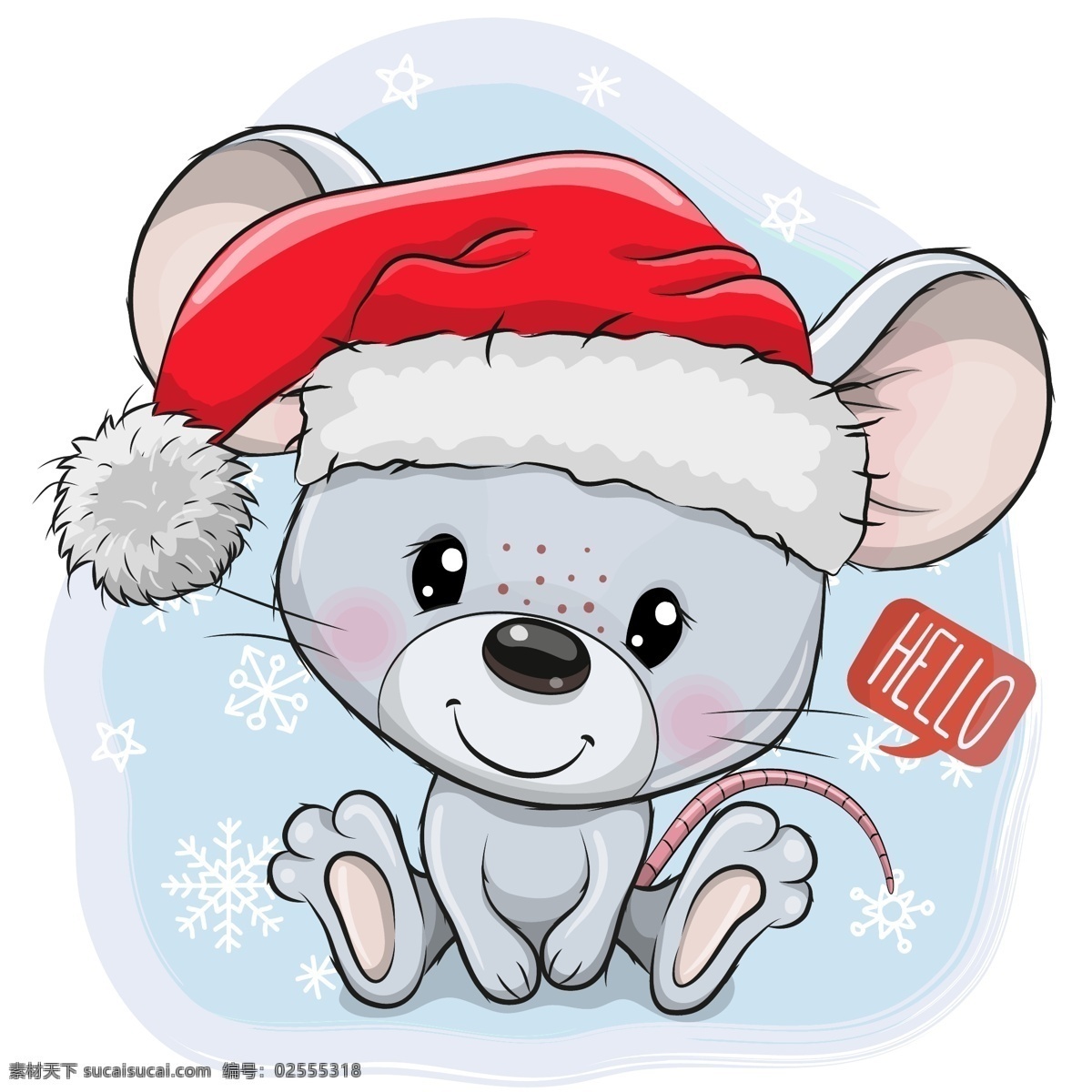 卡通圣诞 老鼠设计 矢量素材 卡通 圣诞节 老鼠 雪花 星星 圣诞帽 语言气泡 矢量图 ai格式