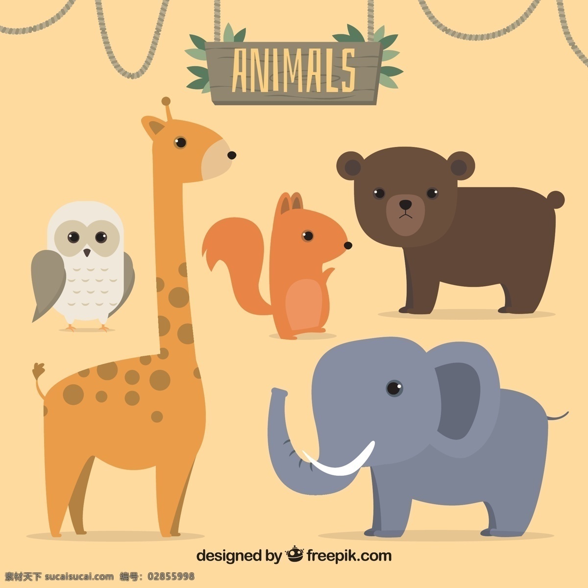 组 野生 保护 小 动物 元素 设计素材 创意设计 小动物 卡通 可爱