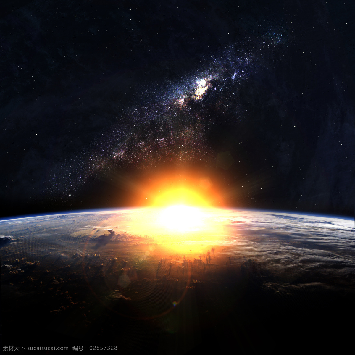 宇宙 中 地平线 地球 太阳 阳光 山水风景 风景图片