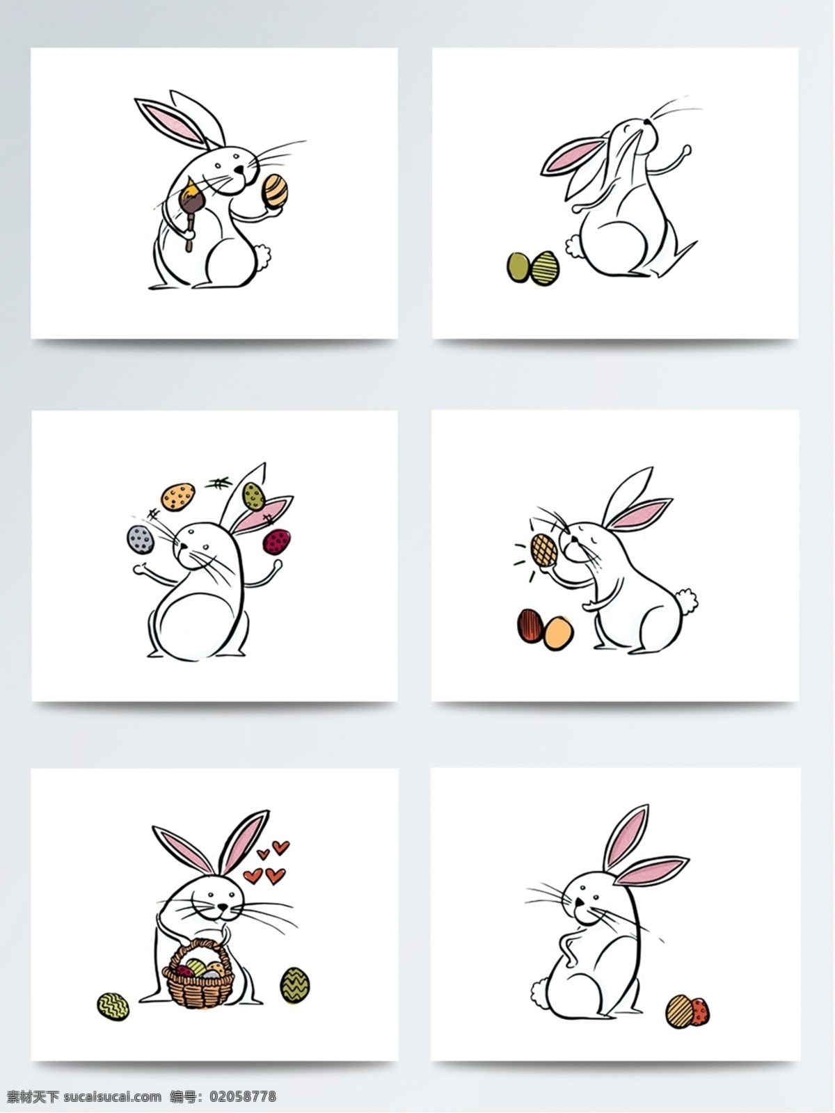 复活节 兔子 加 彩蛋 配 图 参考 模板 简约 卡通 插画 画册 配图