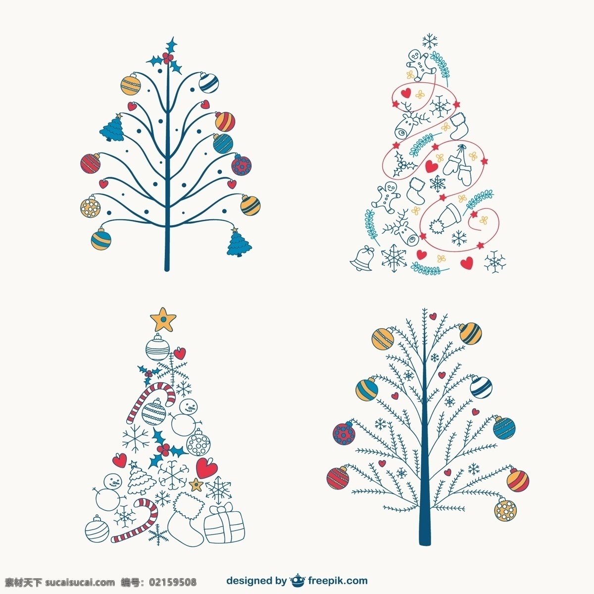 多彩 圣诞树 图纸 圣诞 装饰 矢量 圣诞节 装饰品 向量