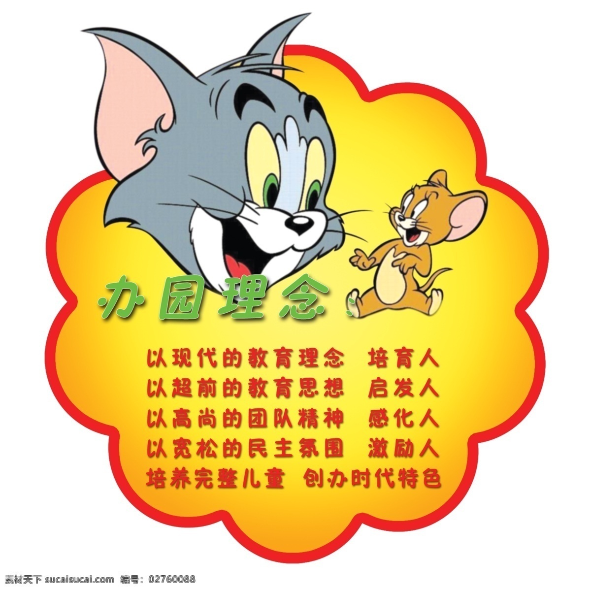 幼儿园展板 猫和老鼠 办园理念 异形展板 展板模板 广告设计模板 源文件