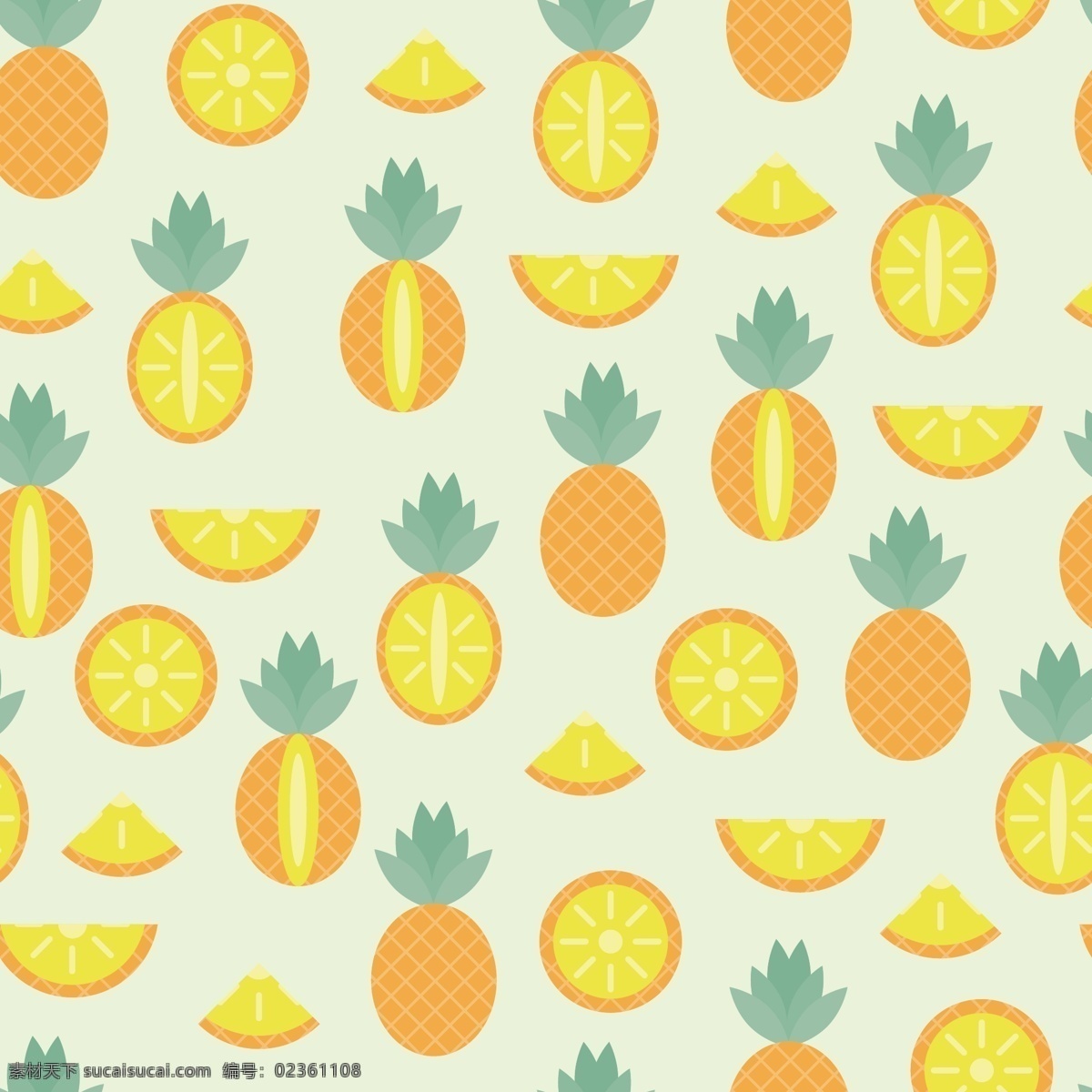 菠萝图案 夏威夷 菠萝 食品 水果 背景 模式 重复 黄色 绿色