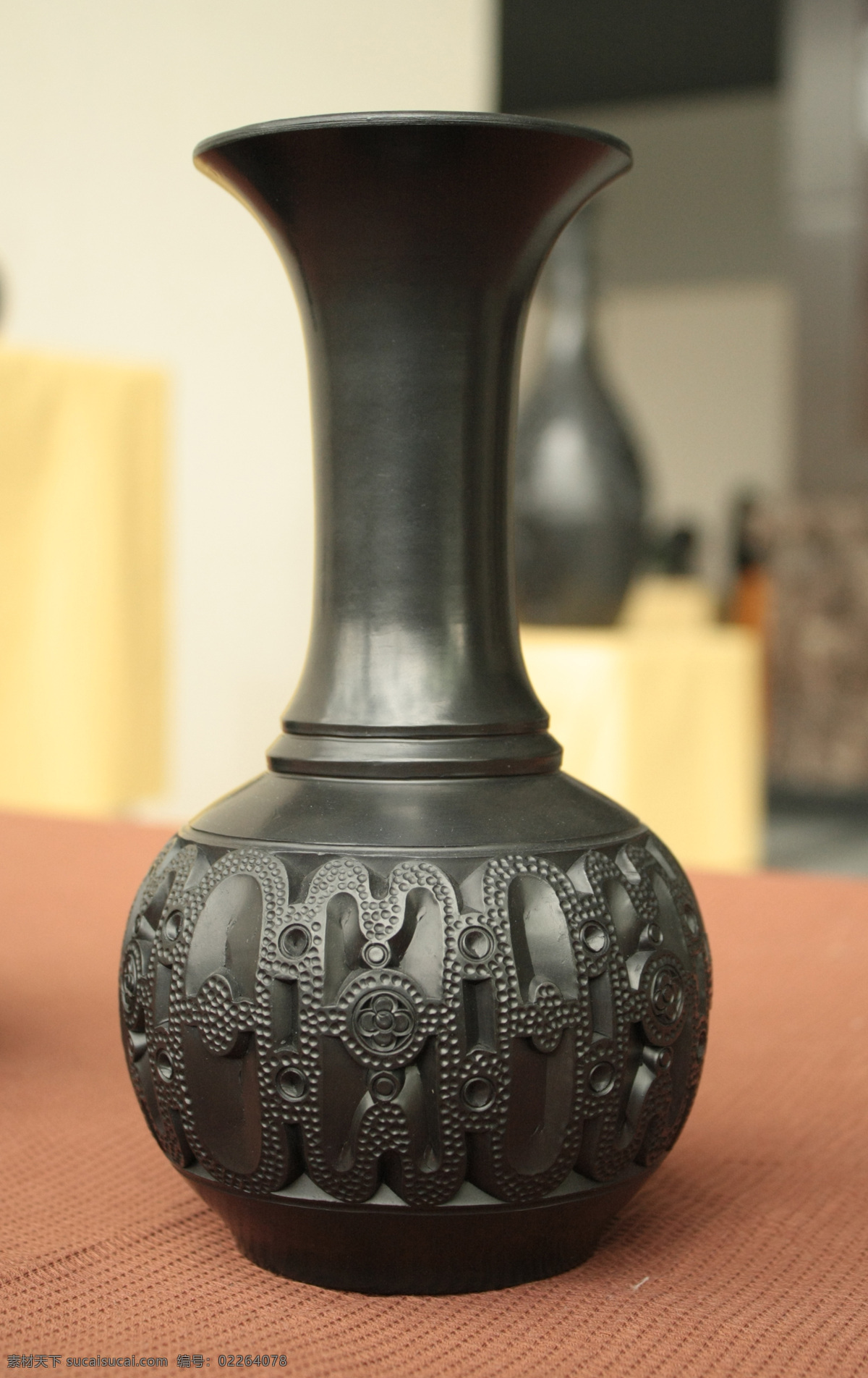葫芦长颈瓶 山东淄博陶器 黑陶 葫芦瓶 长颈瓶 民间文化 装饰品 淄博陶器 传统文化 文化艺术