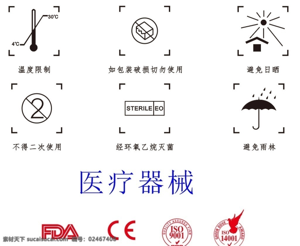 标签图标 包装标签 医疗器械 iso fda ce等 图标 标志图标 公共标识标志