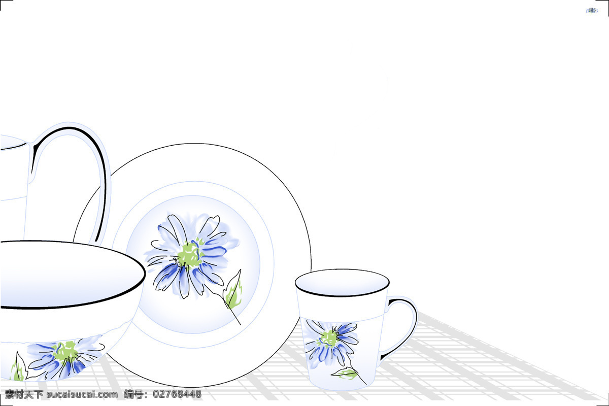 茶具 花 片 杯子 花片 绘画书法 文化艺术 设计素材 模板下载 茶具花片 茶具图案 矢量图 日常生活